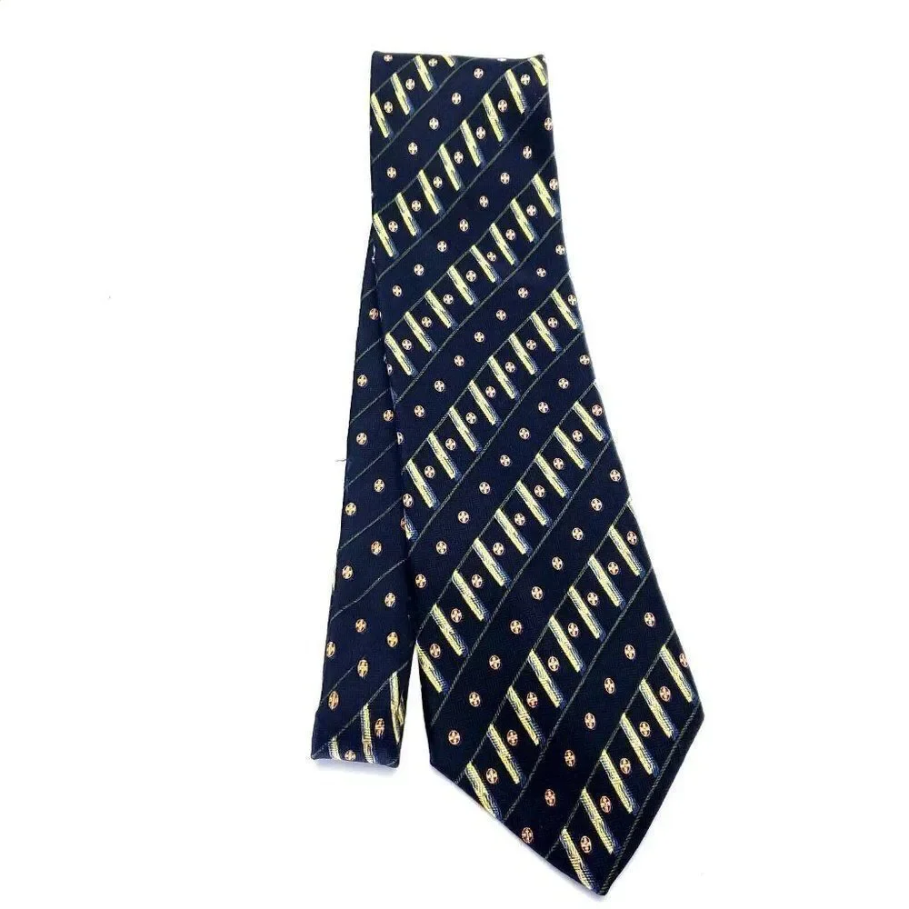 Nautica Black Silk Tie Woven Short Wide‎ Check Striped